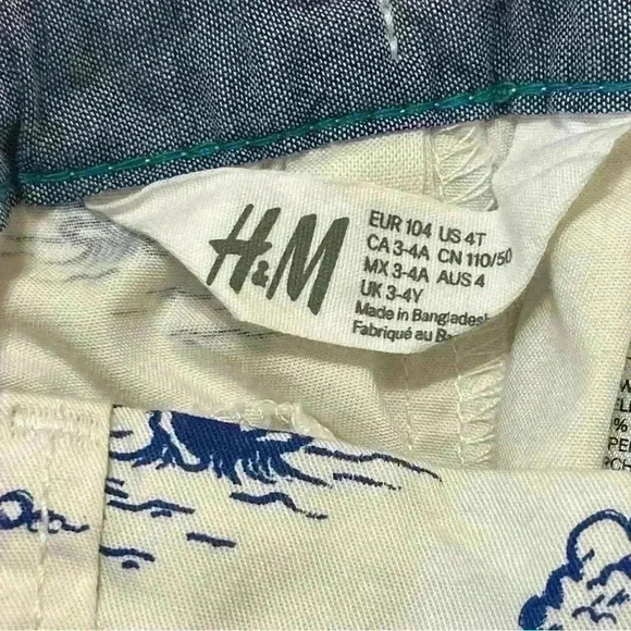 H&M tropical Sunsets and palm trees shorts toddler 4T 100% cotton - Picture 4 of 7